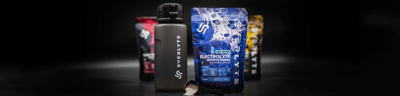 Elektrolyte Pulver und Sport Trinkflasche im Bundle